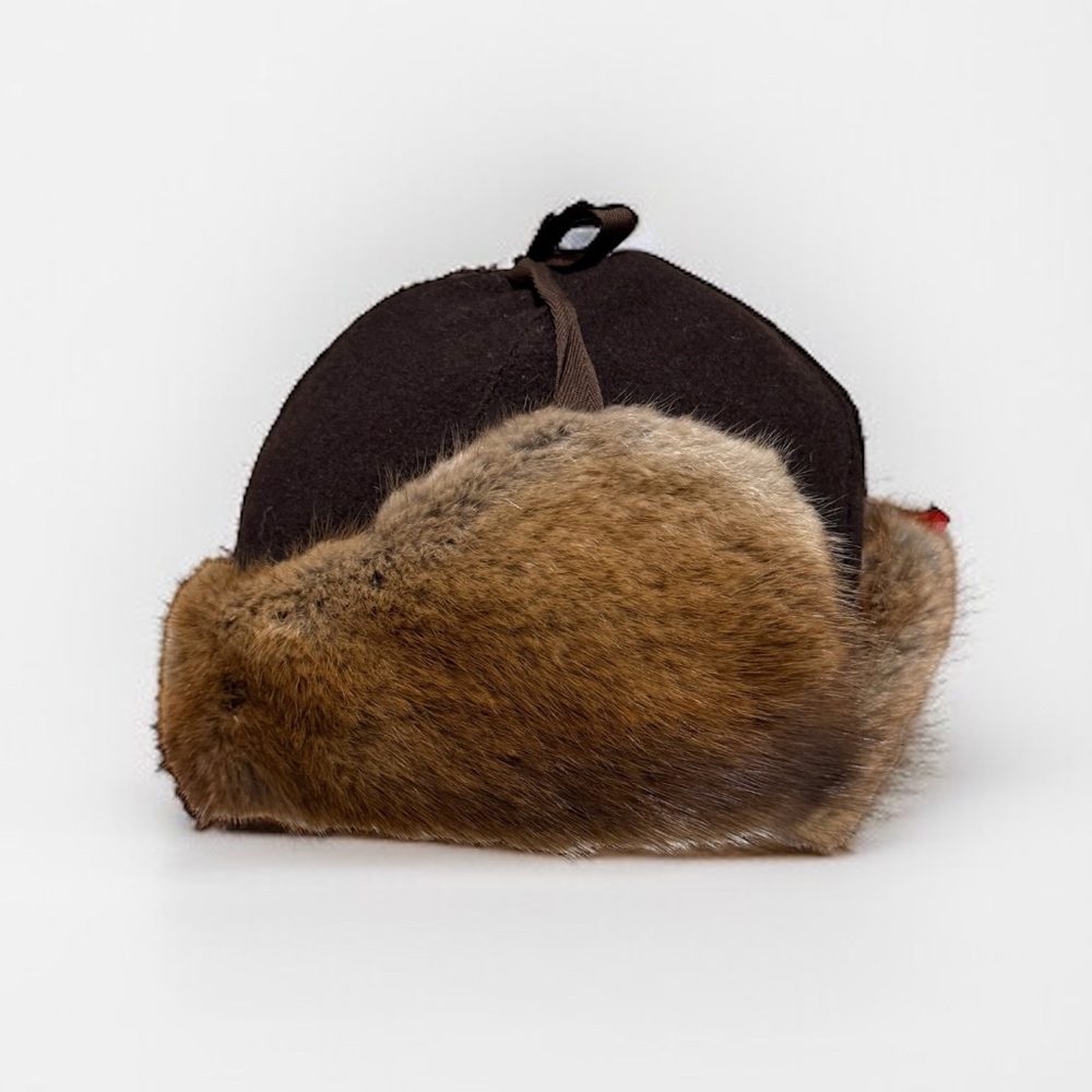 Vintage Crowncap Muskrat with Melton Crown Trapper Hat In Brown | Size M